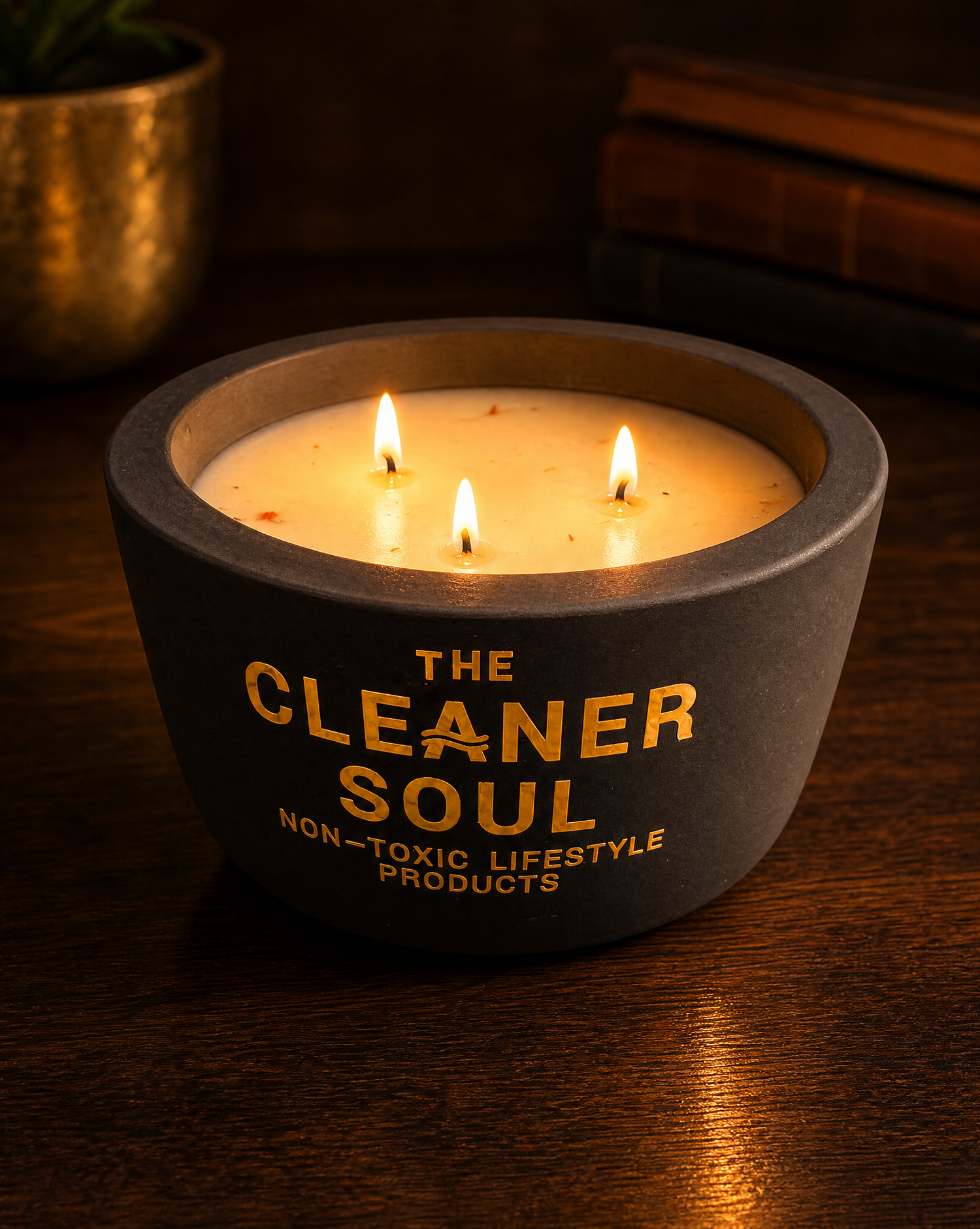 Signature 3-Wick Beeswax Candle in Concrete Vessel – The Cleaner Soul